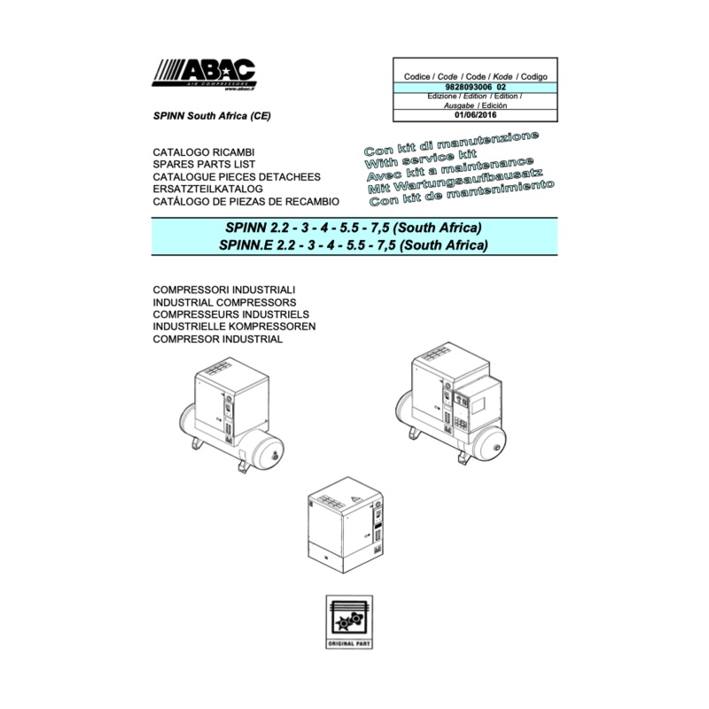 ABAC Spinn 2.2 – 7.5kW Parts Manual (South Africa) From 2016