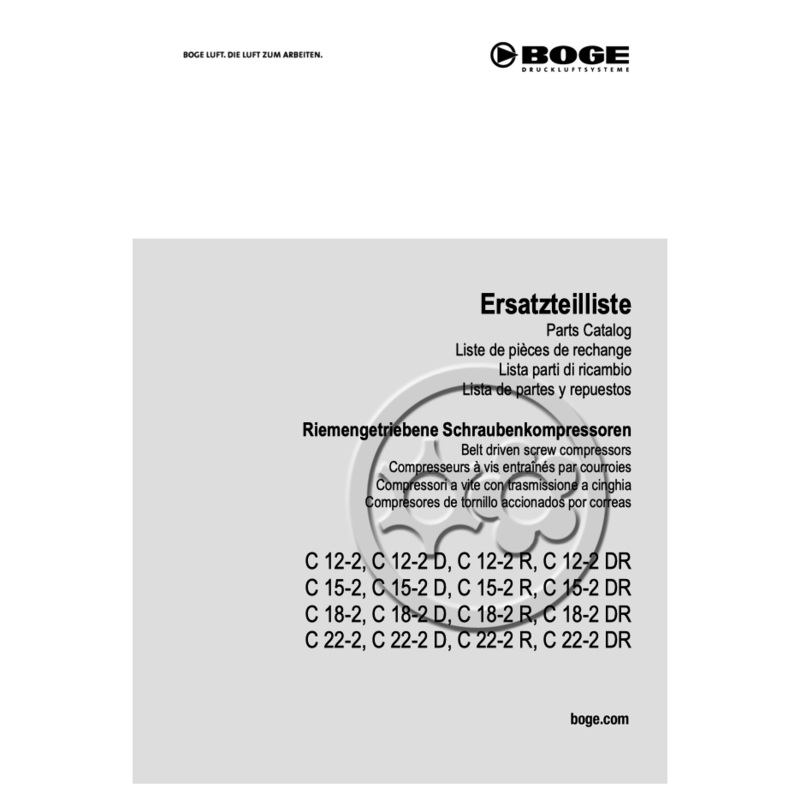 Boge C12-2 to C22-2DR Compressor Parts Manual From 2021