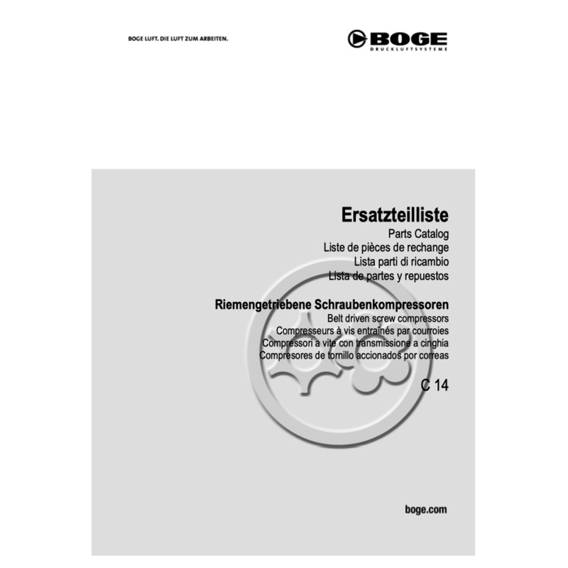 Boge C14 Compressor Parts Manual From 2021