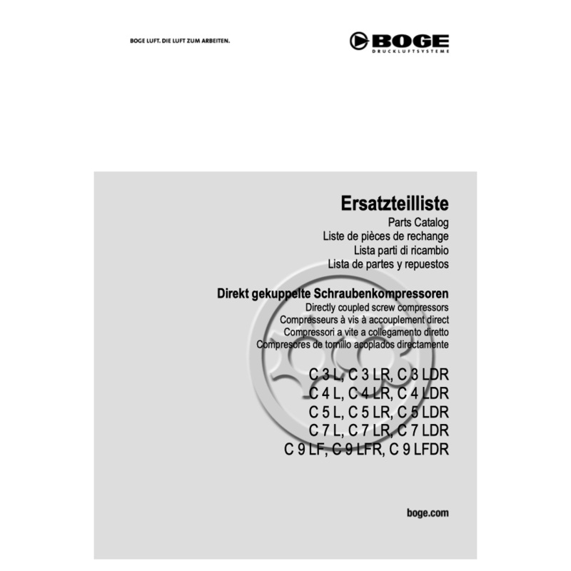 Boge C3L to C9LFDR Compressor Parts Manual From 2021