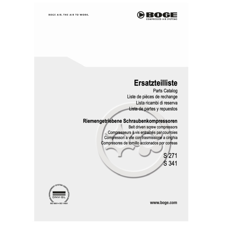 Boge S 271 & S 341 Parts Manual From 2017