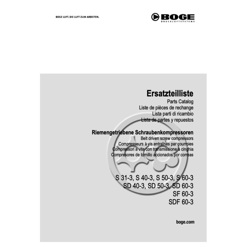 Boge S 31-3 to SDF 60-3 Parts Manual From 2020