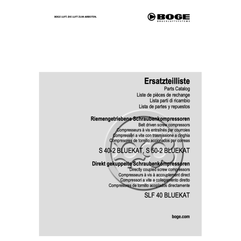 Boge S 40-2 BLUEKAT, S 50-2 BLUEKAT Parts Manual From 2020