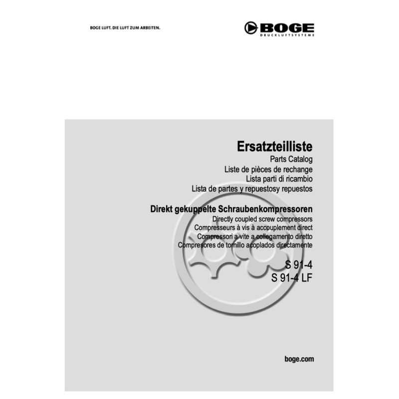 Boge S 91-4 S 91-4 LF Parts Manual From 2021