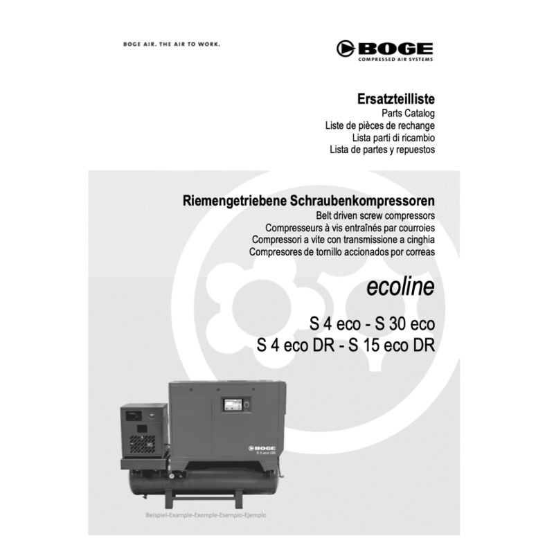 Boge S4 Eco – S30 Eco S4 EcoDR – S15 Eco DR Parts Manual From 2021