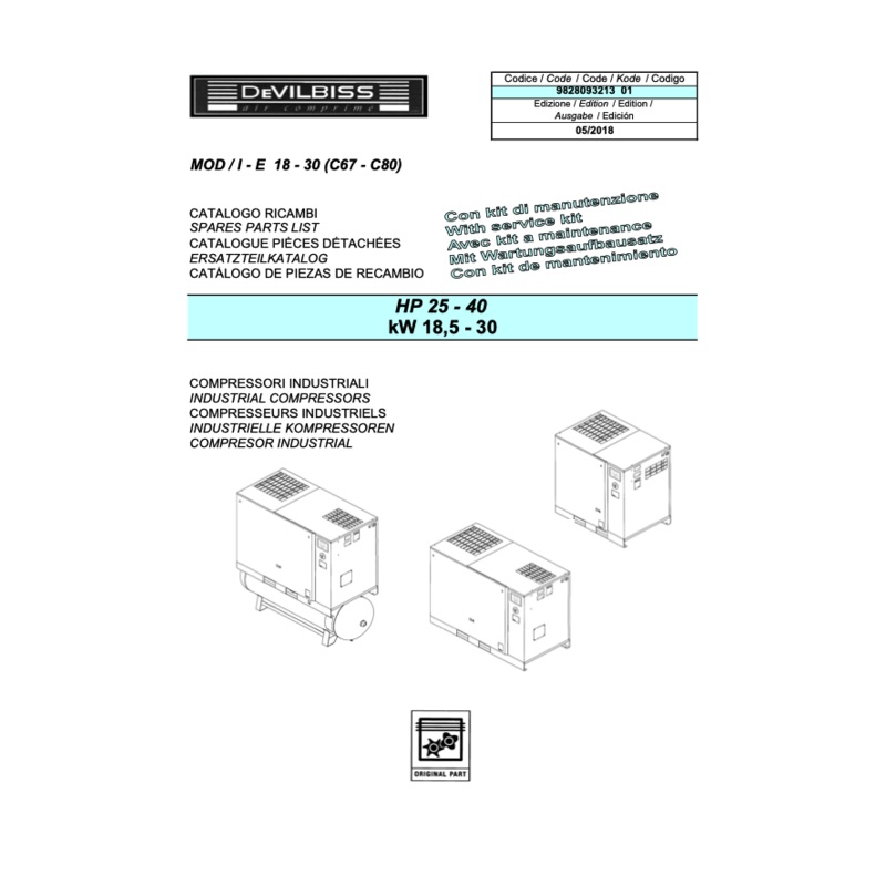 Devilbiss I E 18.5 – 30kW Parts Manual From 2018