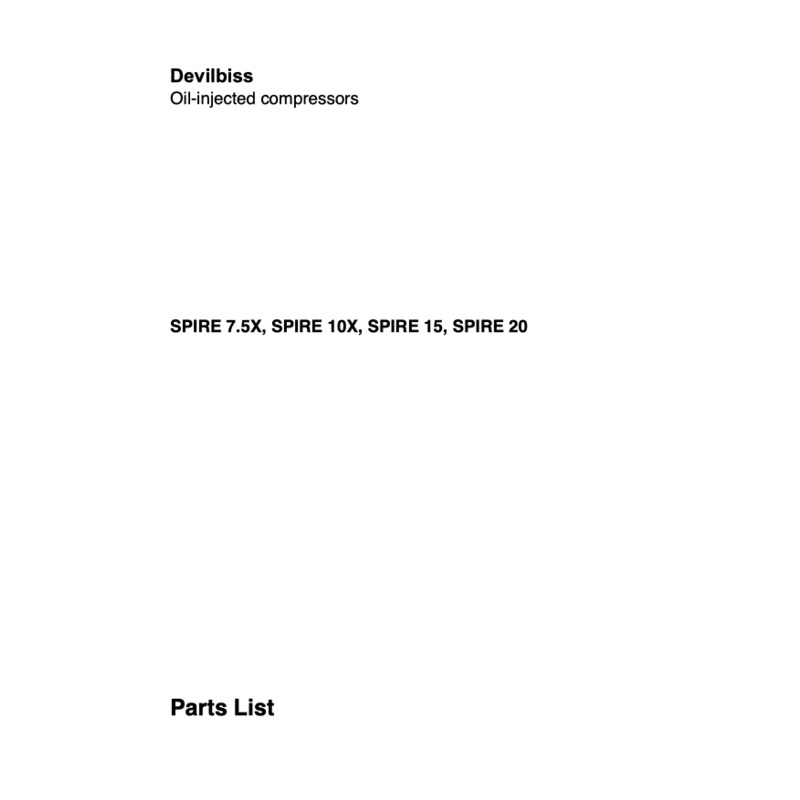 Devilbiss Spire 7.5X – 20kW Parts Manual From 2017