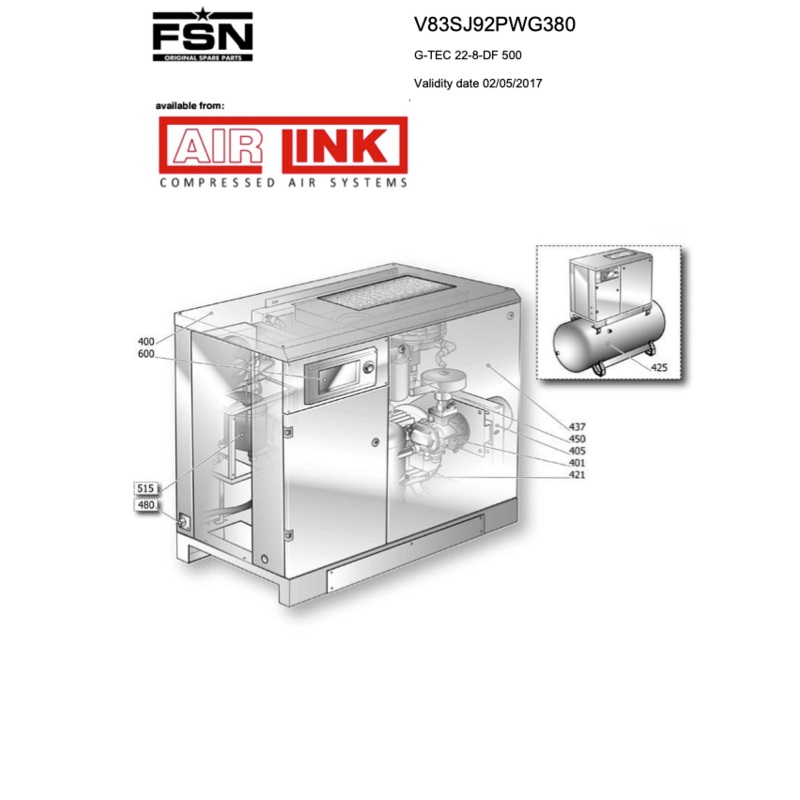 Power System G-TEC 22-8-DF 500 40050 Parts Manual From 2017