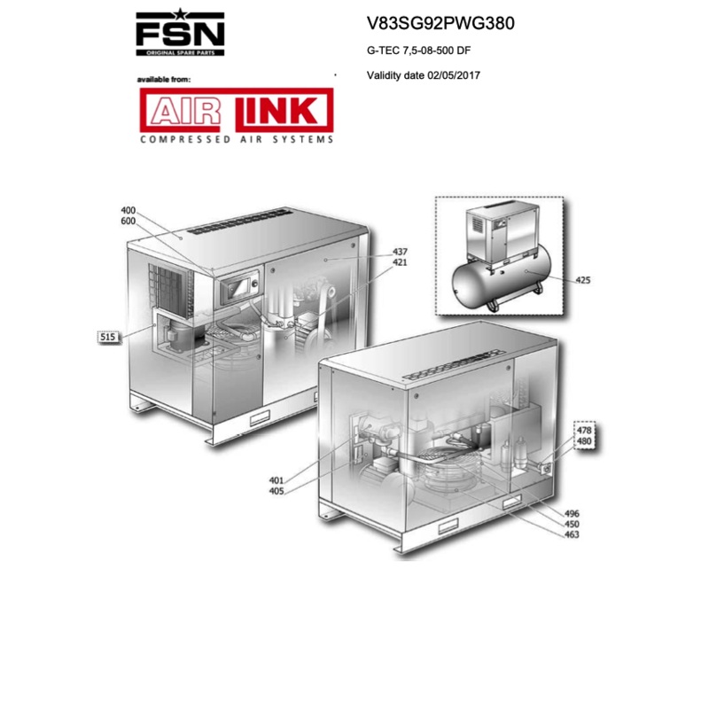 Power System G-TEC 7,5-08-500 DF Parts Manual From 2017