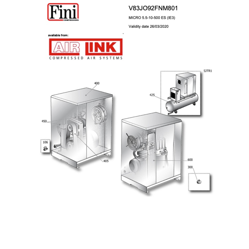 Fini/FSN MICRO 5.5-10-500 ES (IE3) Parts Manual From 2020
