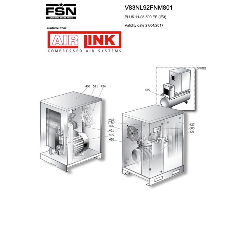 Fini / FSN PLUS 11-08-500 ES (IE3) Parts Manual From 2017