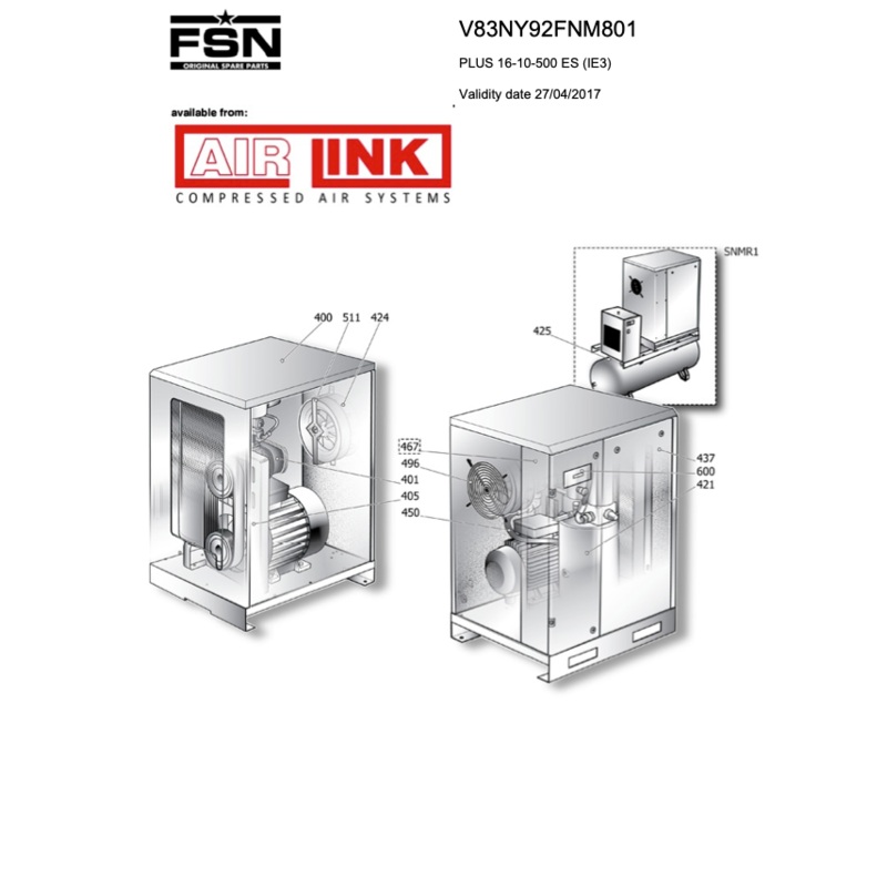 Fini / FSN PLUS 16-10-500 ES (IE3) Parts Manual From 2017