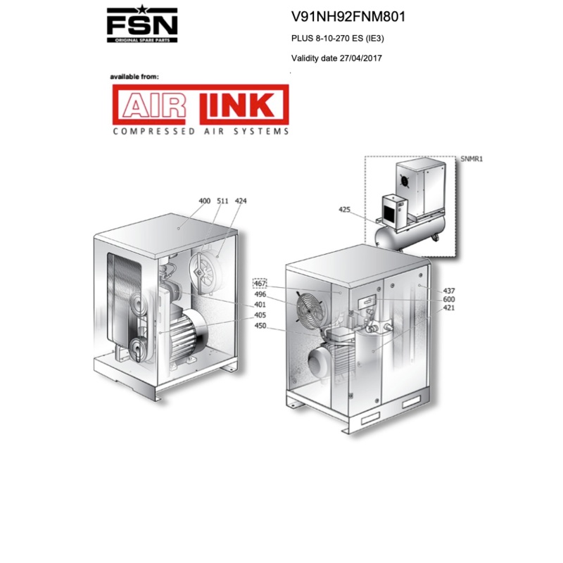 Fini / FSN PLUS 8-10-270 ES (IE3) Parts Manual From 2017