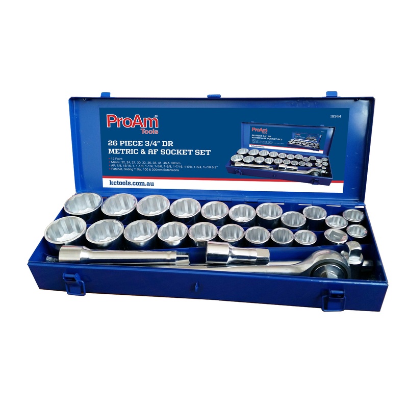 19344 26 PIECE 3/4 DRIVE METRIC & AF SOCKET SET