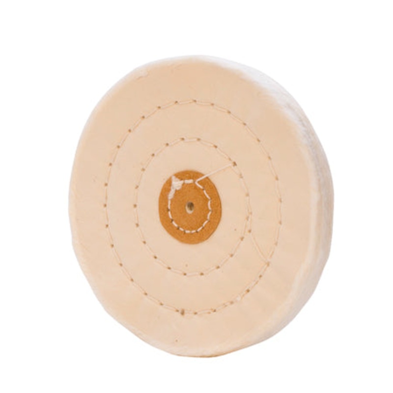 White Muslin Buff – Stitched, Leather Center 5 X 50P