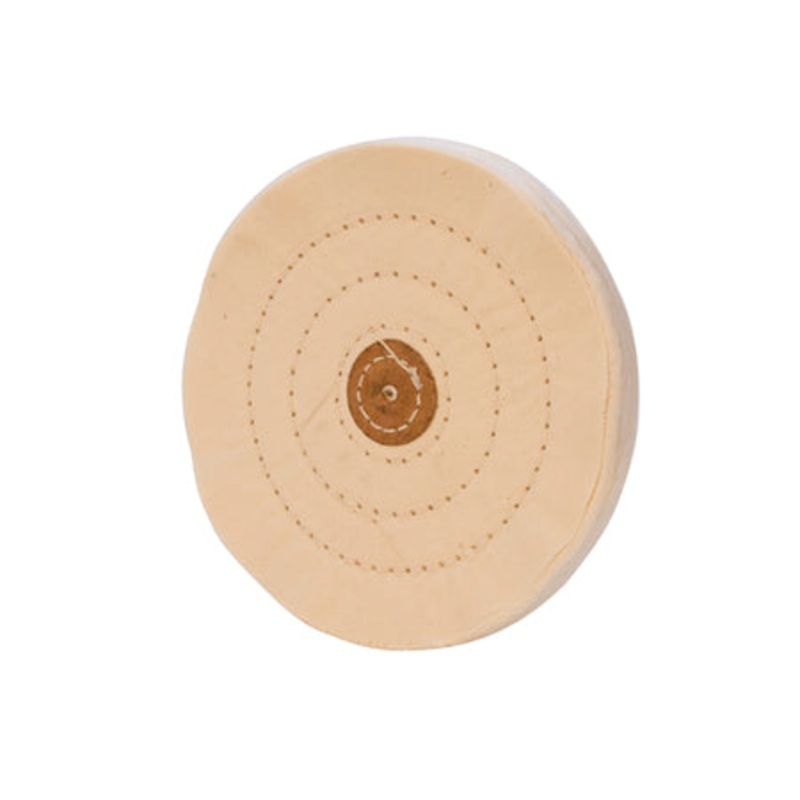 White Muslin Buff – Stitched, Leather Center 6 X 30P