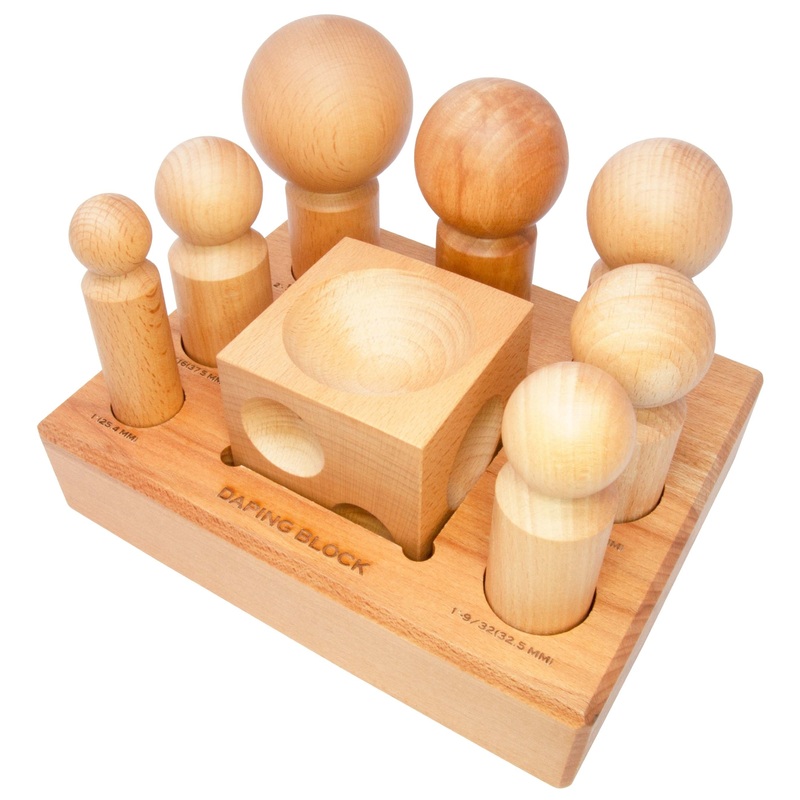 Wooden Dapping Punch & Block Set of 8 on Wooden Base