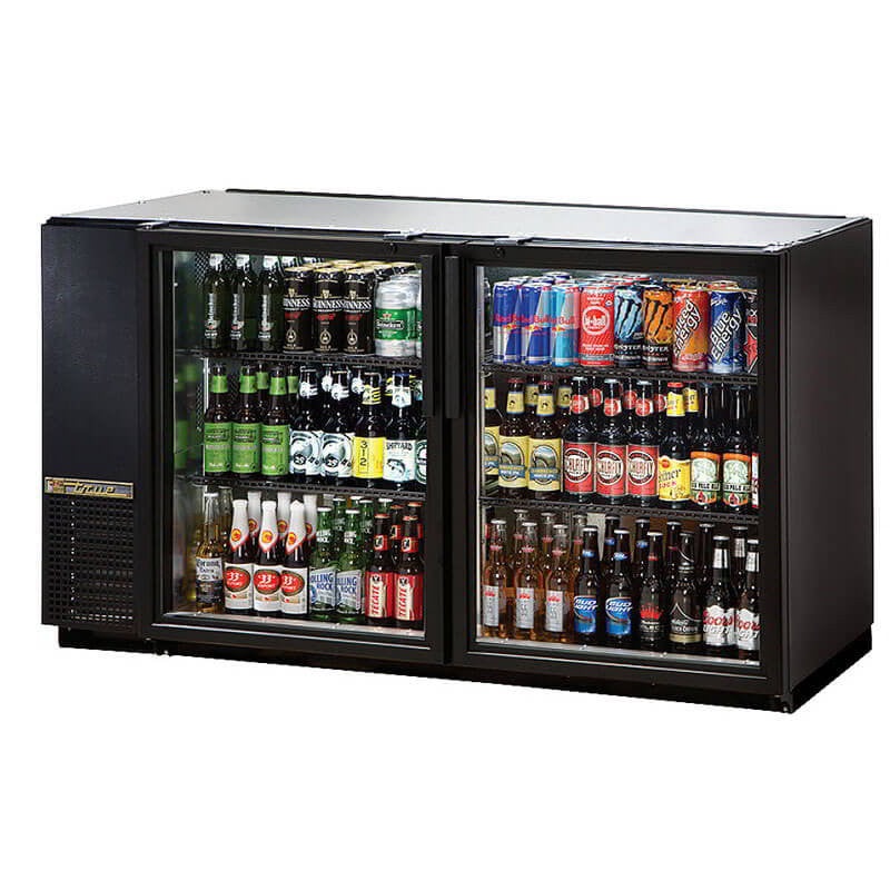 (USED) True TBB-24GAL-60G 60 Glass Door Black Back Bar Refrigerator