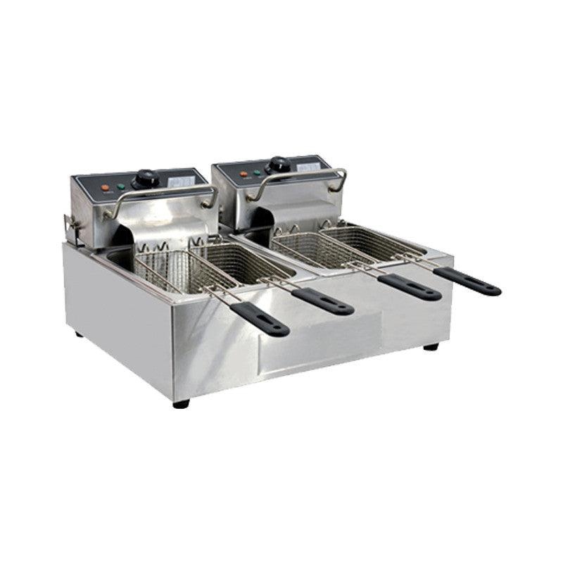 (USED) Nella 26 Lb. Dual Electric Countertop Deep Fryer – 34868 – 110V/1Ph
