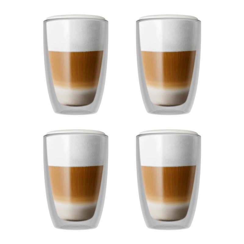 Bellucci 8.4 Oz. Double Wall Cappuccino Glass 4-Piece Set – DWBEL240ML