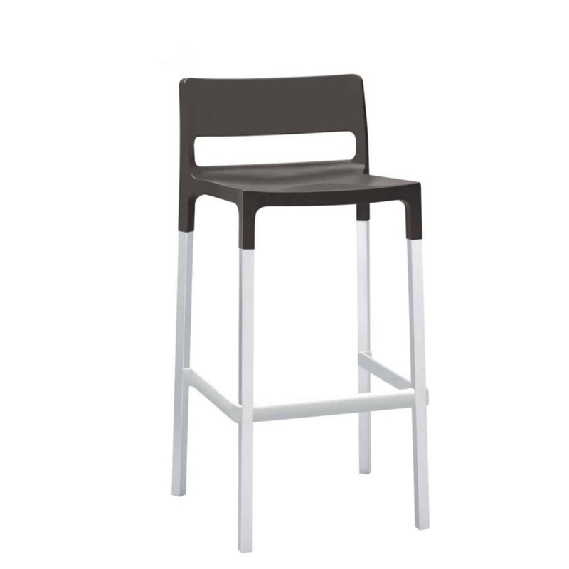 emu Olly Bar Stool-Antracite/Aluminum & Green/Aluminum & Orange/Aluminum