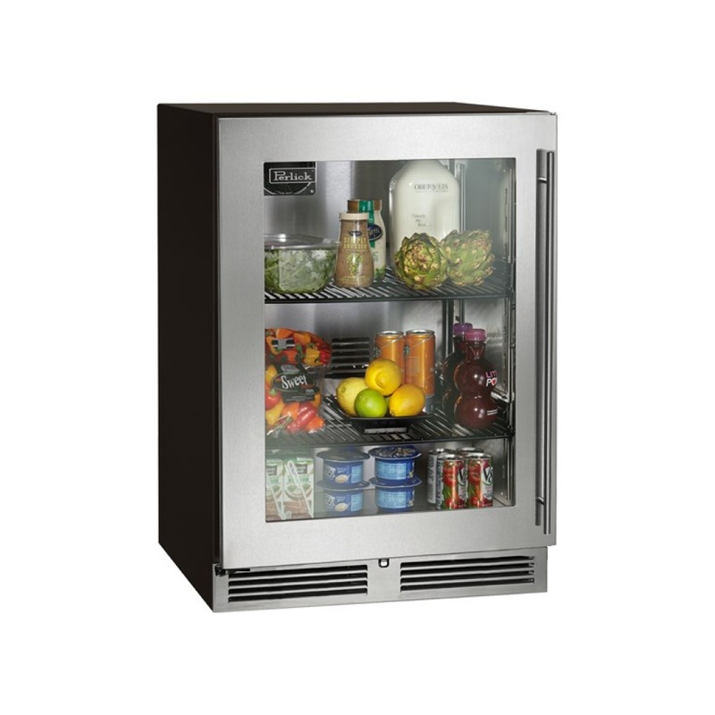 (USED) Perlick HC24RB 24 Glass Door Undercounter Refrigerator – 5.2 Cu. Ft. – Right Handle
