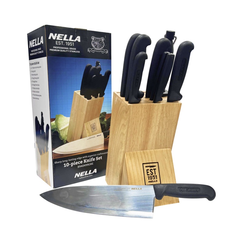 Nella 10-Piece Premium Knife Set with Wooden Block – 12887