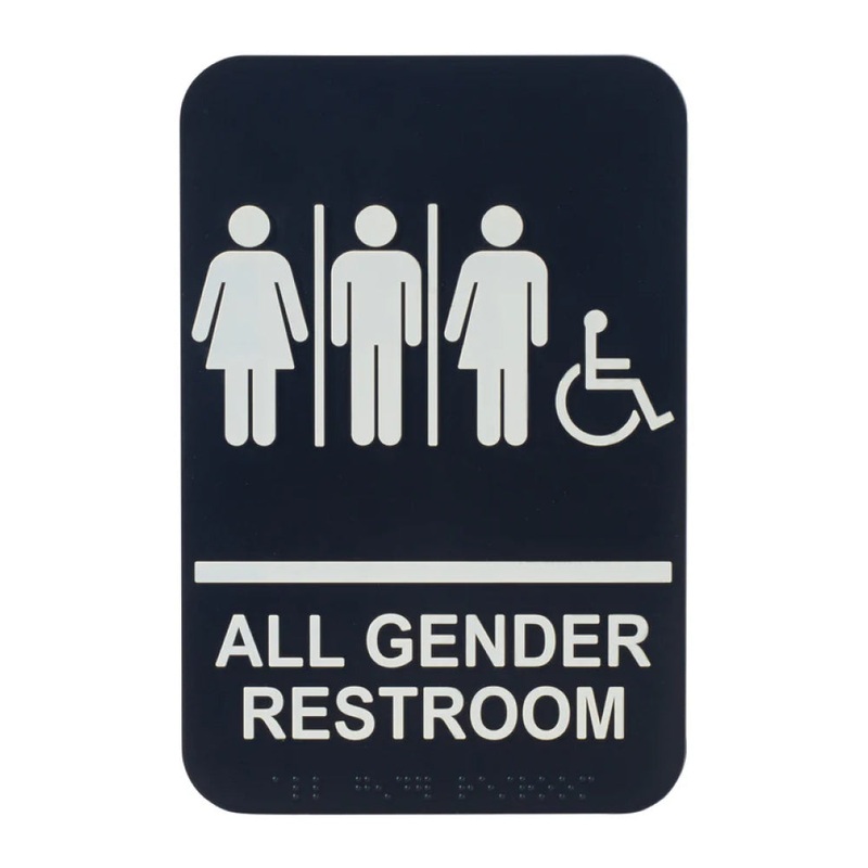 Winco SGN-608 6 x 9 Informational Sign with Braille – All Gender Restroom w/ Accessible