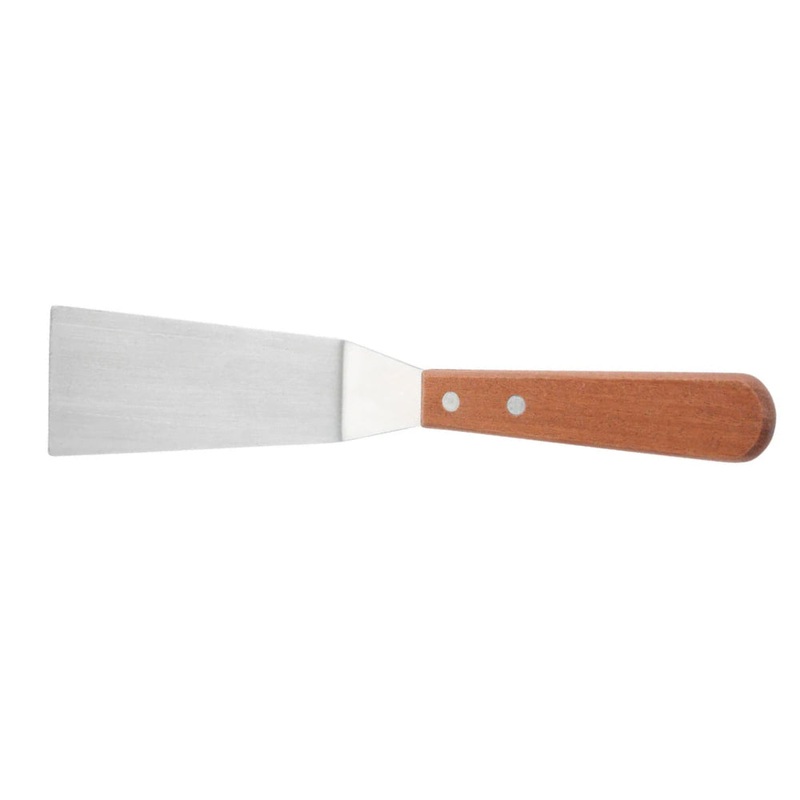 Winco TN165 4.25 x 2.2 Solid Blade Grill Spatula with Wood Handle