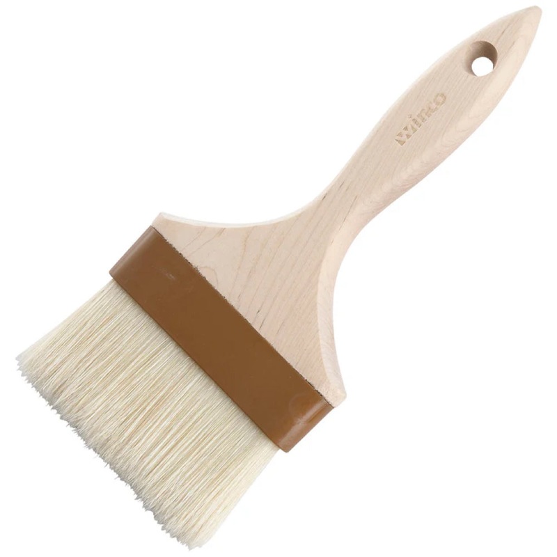 Winco WFB-40 4 Natural Boar Bristle Flat Pastry Brush with Wooden Handle