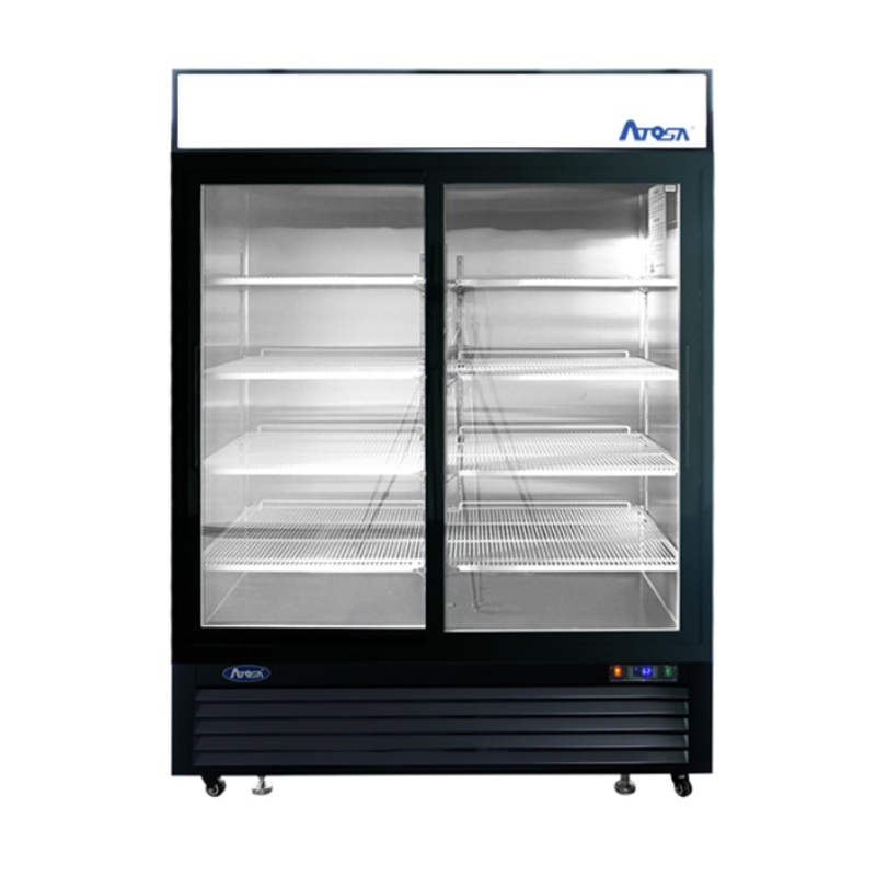 (USED) Atosa MCF8727 54 Bottom Mount 2 Sliding Glass Door Refrigerated Merchandiser – 44.9 Cu. Ft.