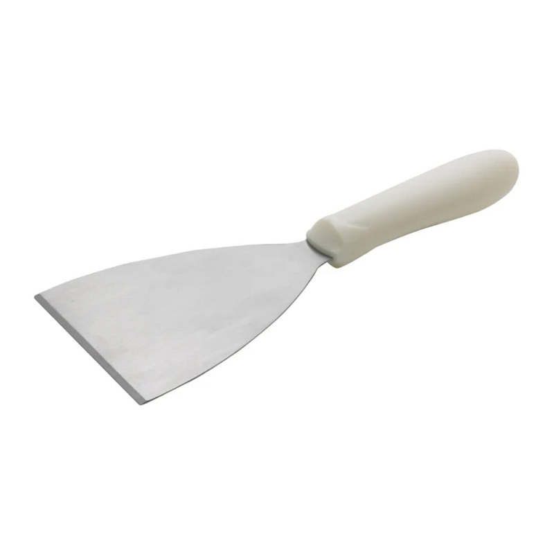 Winco TWP-40 5 x 4 Stainless Steel Scraper with White Polypropylene Handle