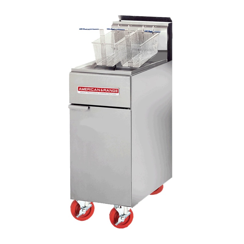 American Range AF-35/50 50 Lbs. Natural Gas Commercial Floor Deep Fryer – 120,000 BTU