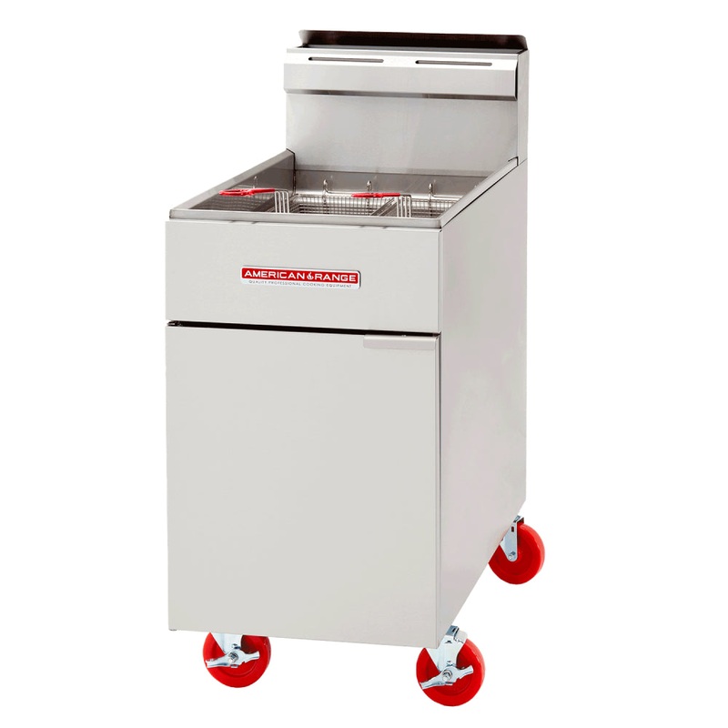American Range AF-75 75 Lbs. Natural Gas Commercial Floor Deep Fryer – 160,000 BTU