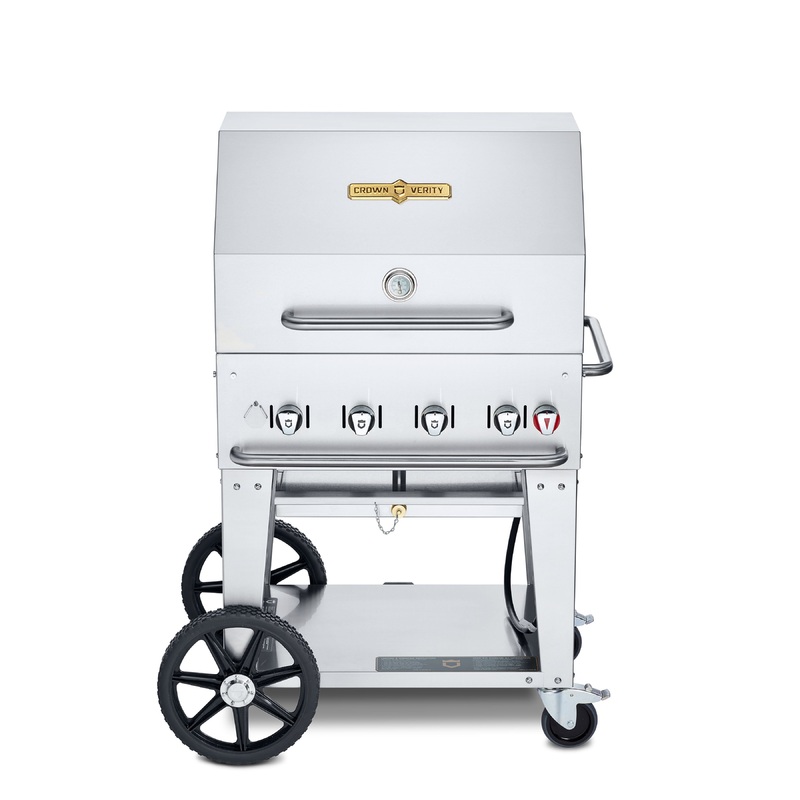 (USED) Crown Verity CV-MCB-30RDP-NG 30 Mobile BBQ Grill with Roll Dome Package – Natural Gas